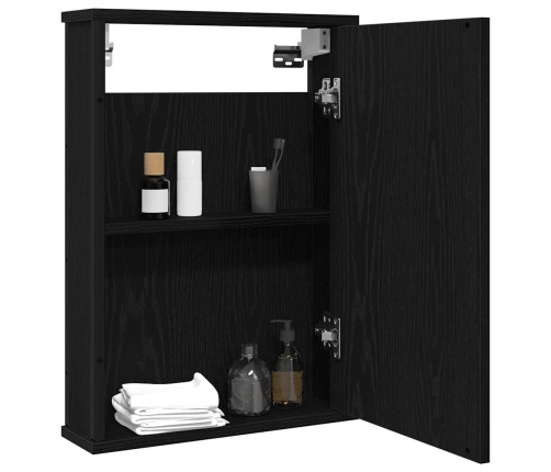 Armario con espejo para baño de madera roble negro 42x12x60 cm