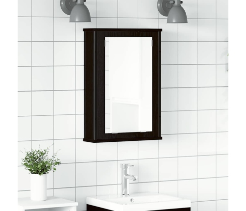 Armario con espejo para baño de madera roble negro 42x12x60 cm