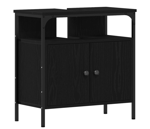 Mueble de baño para lavabo de madera de roble negro 60x30x60 cm