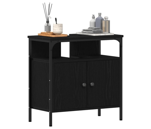 Mueble de baño para lavabo de madera de roble negro 60x30x60 cm