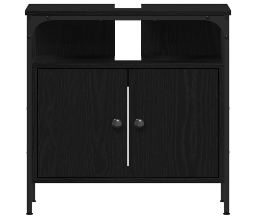 Mueble de baño para lavabo de madera de roble negro 60x30x60 cm