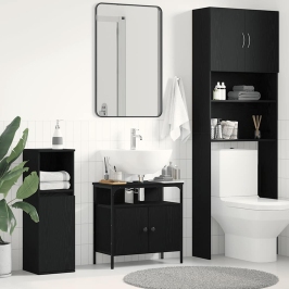 Mueble de baño para lavabo de madera de roble negro 60x30x60 cm