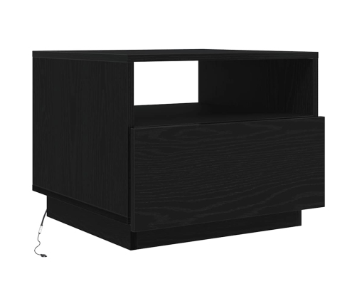 Mesa de centro con luces LED roble negro 50x49x40 cm