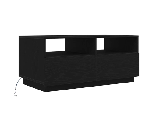 Mesa de centro con luces LED roble negro 90x49x40 cm