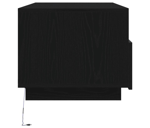 Mesa de centro con luces LED roble negro 90x49x40 cm