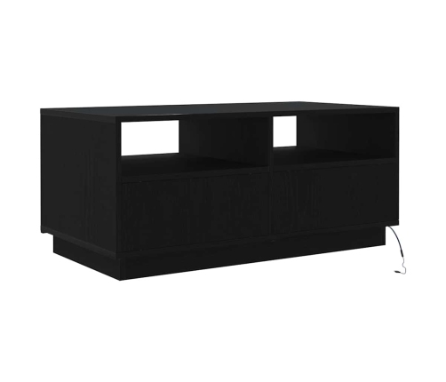 Mesa de centro con luces LED roble negro 90x49x40 cm