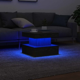 Mesa de centro con luces LED roble negro 50x50x40 cm