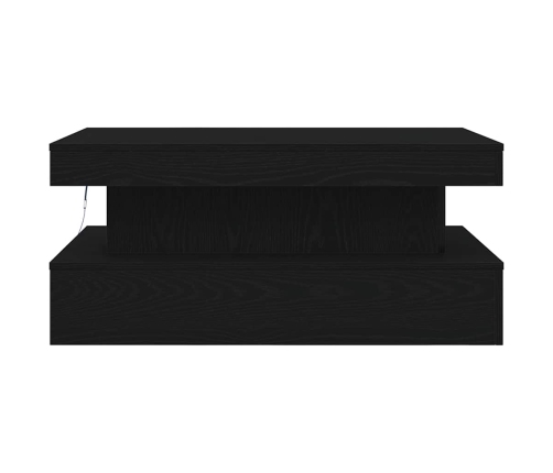 Mesa de centro con luces LED roble negro 90x50x40 cm