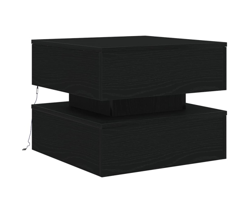 Mesa de centro con luces LED roble negro 50x50x40 cm