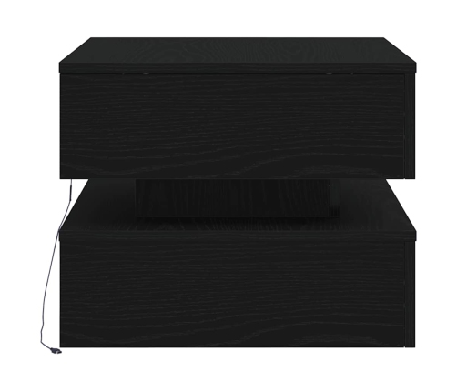 Mesa de centro con luces LED roble negro 50x50x40 cm