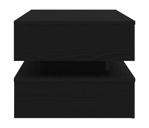 Mesa de centro con luces LED roble negro 90x50x40 cm