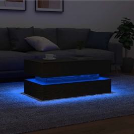 Mesa de centro con luces LED roble negro 90x50x40 cm