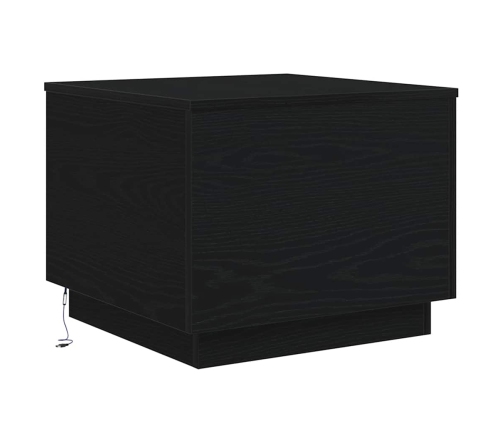 Mesa de centro con luces LED roble negro 50x50x40 cm