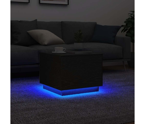 Mesa de centro con luces LED roble negro 50x50x40 cm