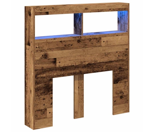 Cabecero de cama con LED madera vieja 100x17x102 cm