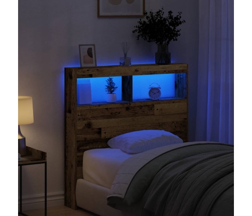 Cabecero de cama con LED madera vieja 100x17x102 cm