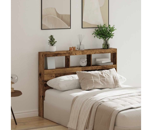 Cabecero de cama con LED madera vieja 140x17x102 cm