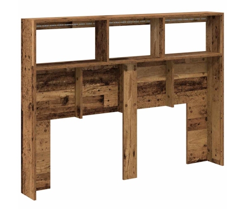 Cabecero de cama con LED madera vieja 140x17x102 cm