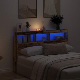 Cabecero de cama con LED madera vieja 160x17x102 cm