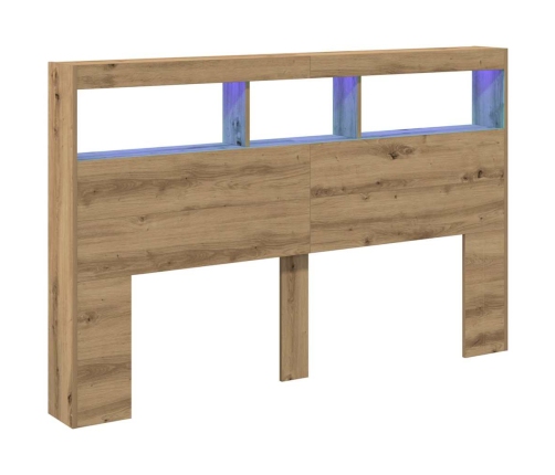 Cabecero de cama con LED roble artesanal 160x17x102 cm