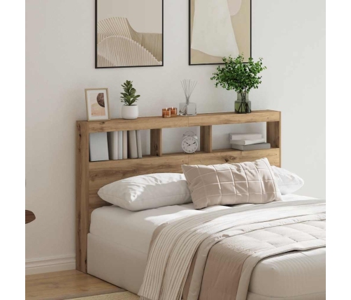 Cabecero de cama con LED roble artesanal 160x17x102 cm