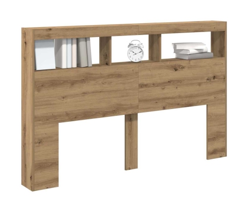 Cabecero de cama con LED roble artesanal 160x17x102 cm