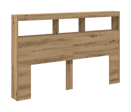Cabecero de cama con LED roble artesanal 160x17x102 cm