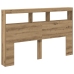 Cabecero de cama con LED roble artesanal 160x17x102 cm