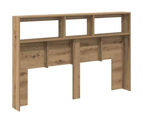 Cabecero de cama con LED roble artesanal 160x17x102 cm
