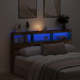 Cabecero de cama con LED madera vieja 180x17x102 cm