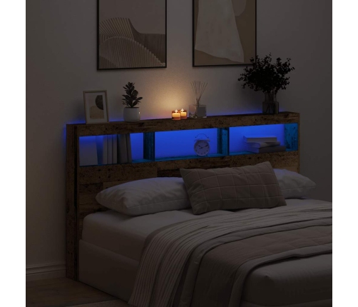 Cabecero de cama con LED madera vieja 180x17x102 cm