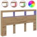 Cabecero de cama con LED roble artesanal 180x17x102 cm