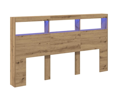 Cabecero de cama con LED roble artesanal 180x17x102 cm