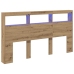Cabecero de cama con LED roble artesanal 180x17x102 cm