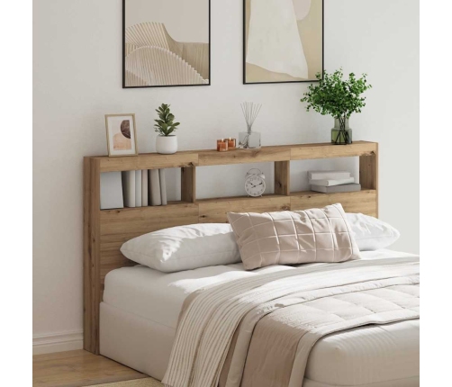 Cabecero de cama con LED roble artesanal 180x17x102 cm