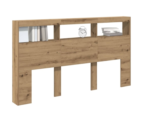 Cabecero de cama con LED roble artesanal 180x17x102 cm