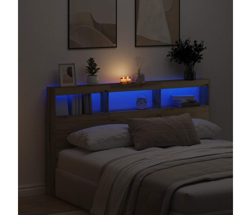 Cabecero de cama con LED roble artesanal 180x17x102 cm