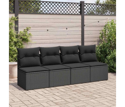 Set sofás jardín y cojines 2 pzas ratán sintético acacia negro