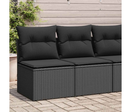 Set sofás jardín y cojines 2 pzas ratán sintético acacia negro