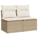 Set sofás jardín y cojines 2 pzas ratán sintético acacia beige