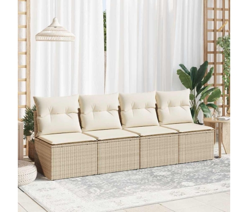 Set sofás jardín y cojines 2 pzas ratán sintético acacia beige