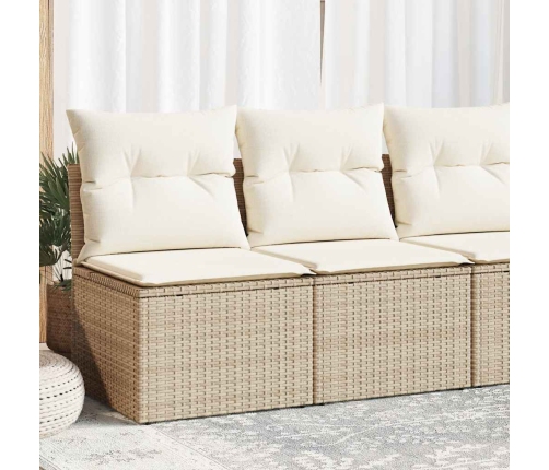 Set sofás jardín y cojines 2 pzas ratán sintético acacia beige