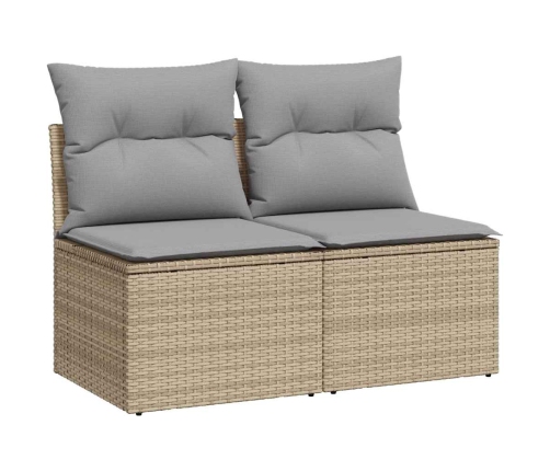 Set sofás jardín y cojines 2 pzas ratán sintético acacia beige