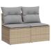 Set sofás jardín y cojines 2 pzas ratán sintético acacia beige