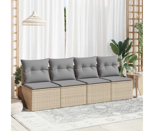 Set sofás jardín y cojines 2 pzas ratán sintético acacia beige