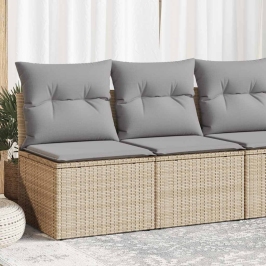 Set sofás jardín y cojines 2 pzas ratán sintético acacia beige