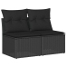 Set sofás jardín y cojines 2 pzas ratán sintético acacia negro