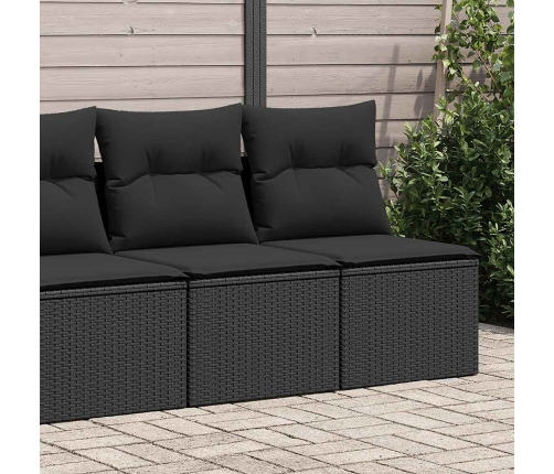Set sofás jardín y cojines 2 pzas ratán sintético acacia negro