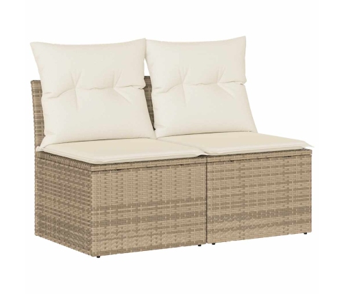 Set sofás jardín y cojines 2 pzas ratán sintético acacia beige