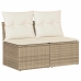 Set sofás jardín y cojines 2 pzas ratán sintético acacia beige